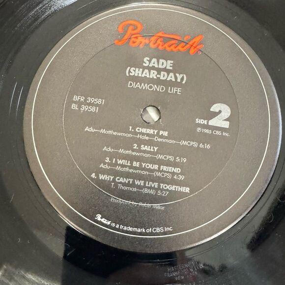 SADE: DIAMOND LIFE ( 1985, PORTRAIT RECORDS 1st press, FR 39581 ) Vinyl LP - Picture 7 of 8